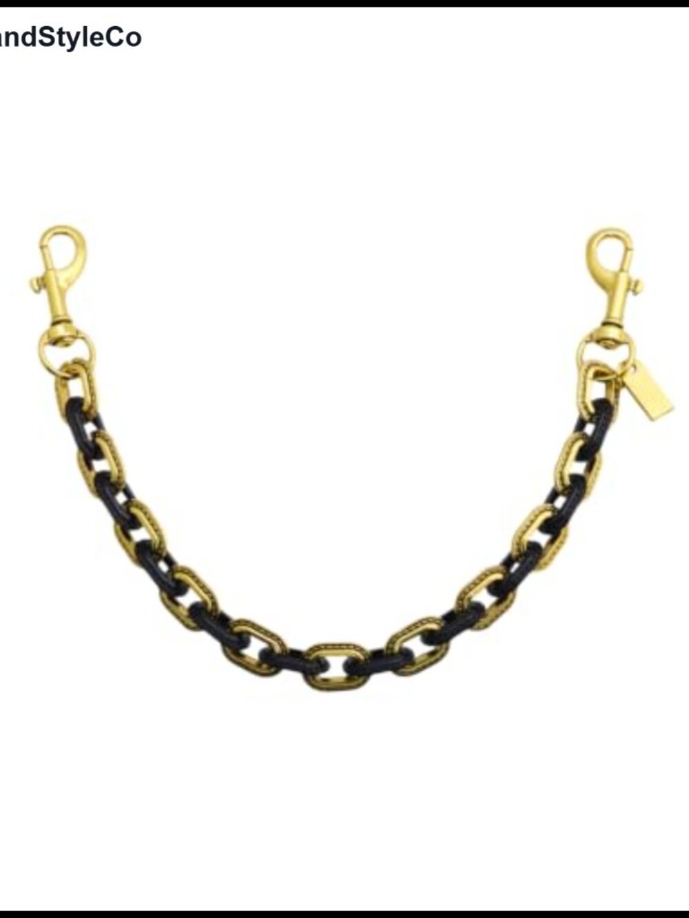 Vintage gold black metal chain keychain with lobster clasps, wallet bag